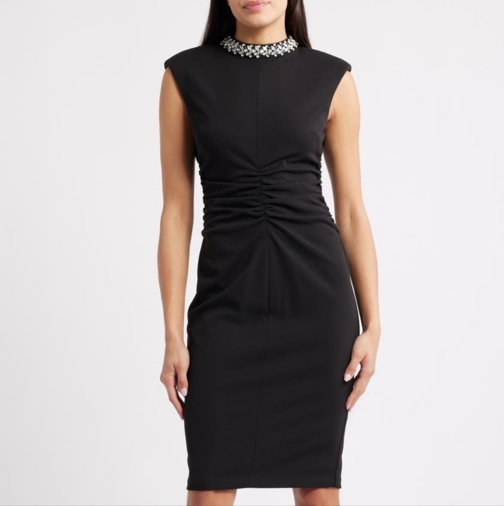 ELIZA J JEWEL NECK SLEEVELESS LBD SZ 2 - Picture 2 of 15